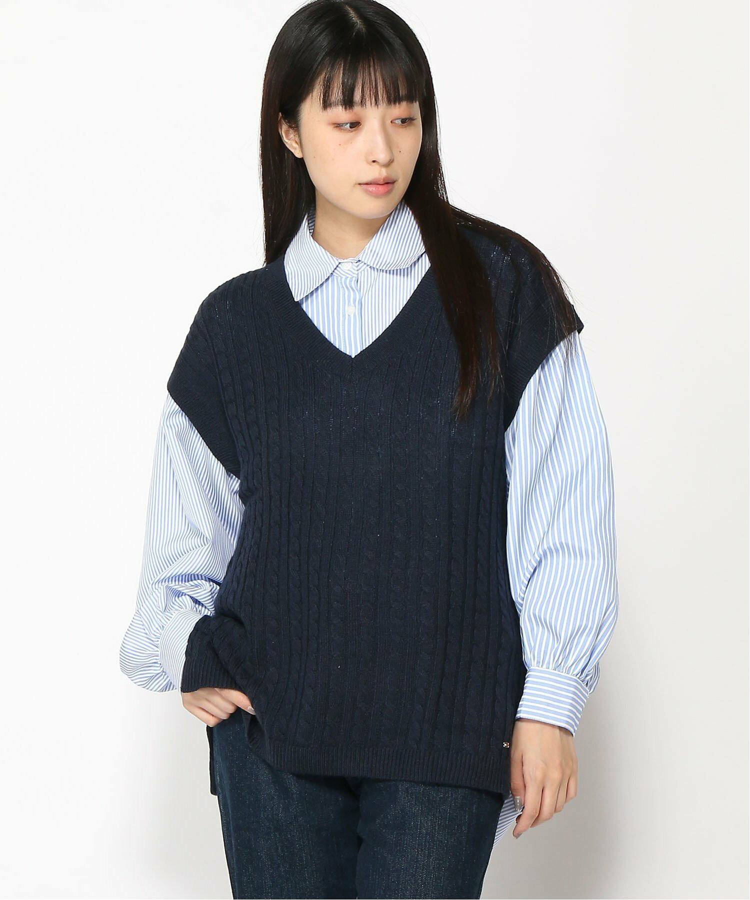 (W)TOMMY HILFIGER(トミーヒルフィガー) IM SOFT WOOL CABLE VEST